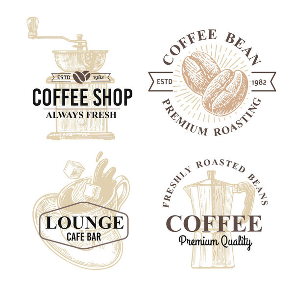 набор кофе темы чашки молоть кофе в зернах