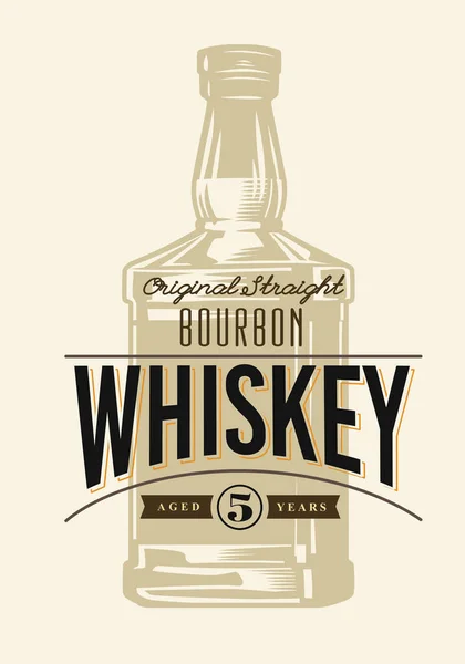 Butelka whisky w stylu vintage z etykietą tekstową — Wektor stockowy