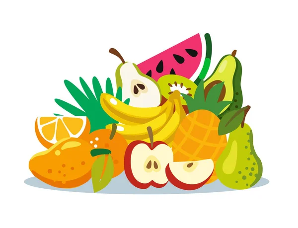 Variety of fruits together fruit mix — Vector de stock