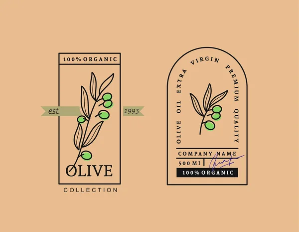 Etichetta delle olive con testo per i prodotti olivicoli — Vettoriale Stock
