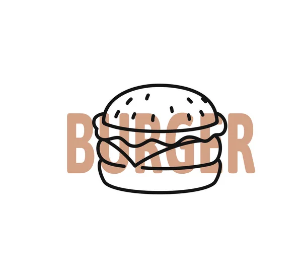 Burger bosquejo con texto en blanco — Archivo Imágenes Vectoriales