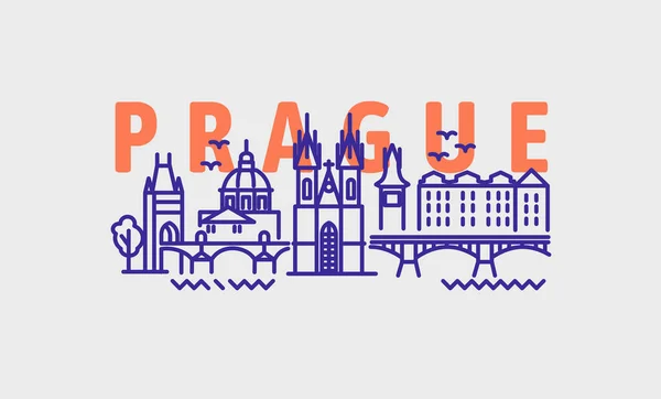 Miasto Praga w stylu konturu na białym — Wektor stockowy