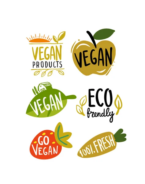 Eco emblem with text. Organic signs for products — Stock Vector