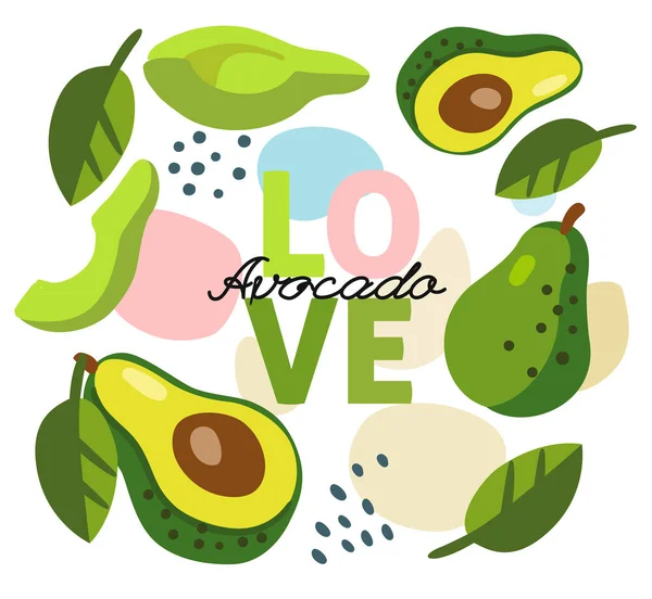 Фон с авокадо с любовью к тексту — стоковый вектор