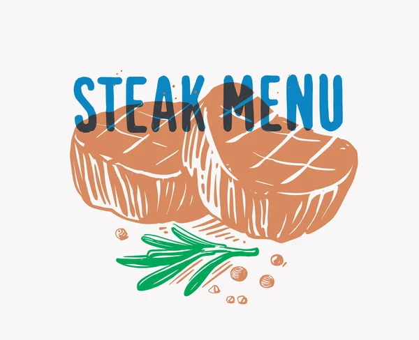 Steak vom Grill mit Text — Stockvektor