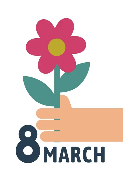 3 월 8 일에는 사람이 손에 꽃을 들고 있다 — 스톡 벡터