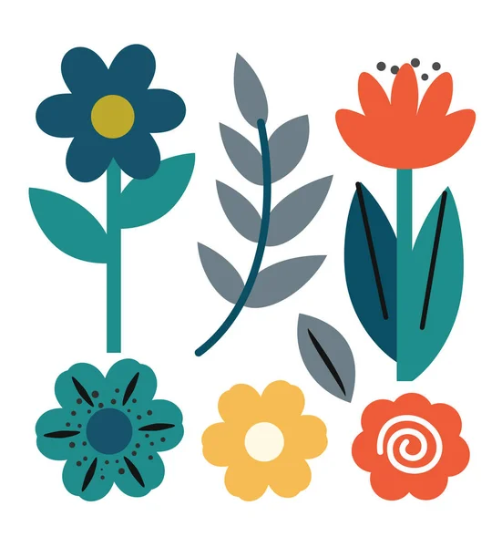 Flores de colores en estilo simple — Vector de stock