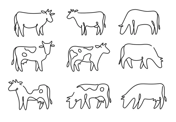 Icono de estilo lineal de cuatro vacas — Archivo Imágenes Vectoriales