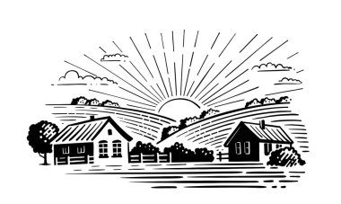 Tarlaları ve güneşi olan köy