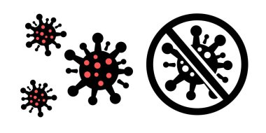 Basit bir virüs ikonu. Coronavirus sembolü. Covid 19 siyah işaret