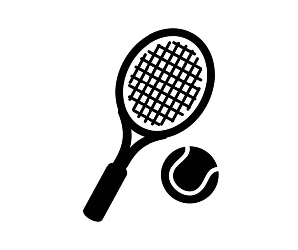 Raqueta de tenis e ícono de pelota en blanco. — Vector de stock