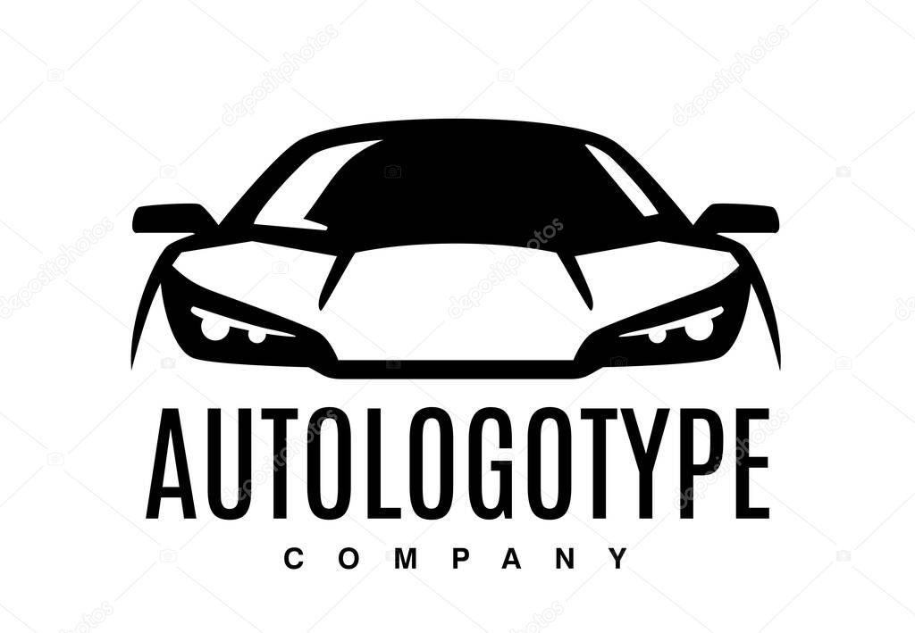Auto car logo design front vehicle silhouette. Sign for company