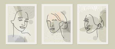Kadın yüz çizimi. Vektör soyut çizgisi 