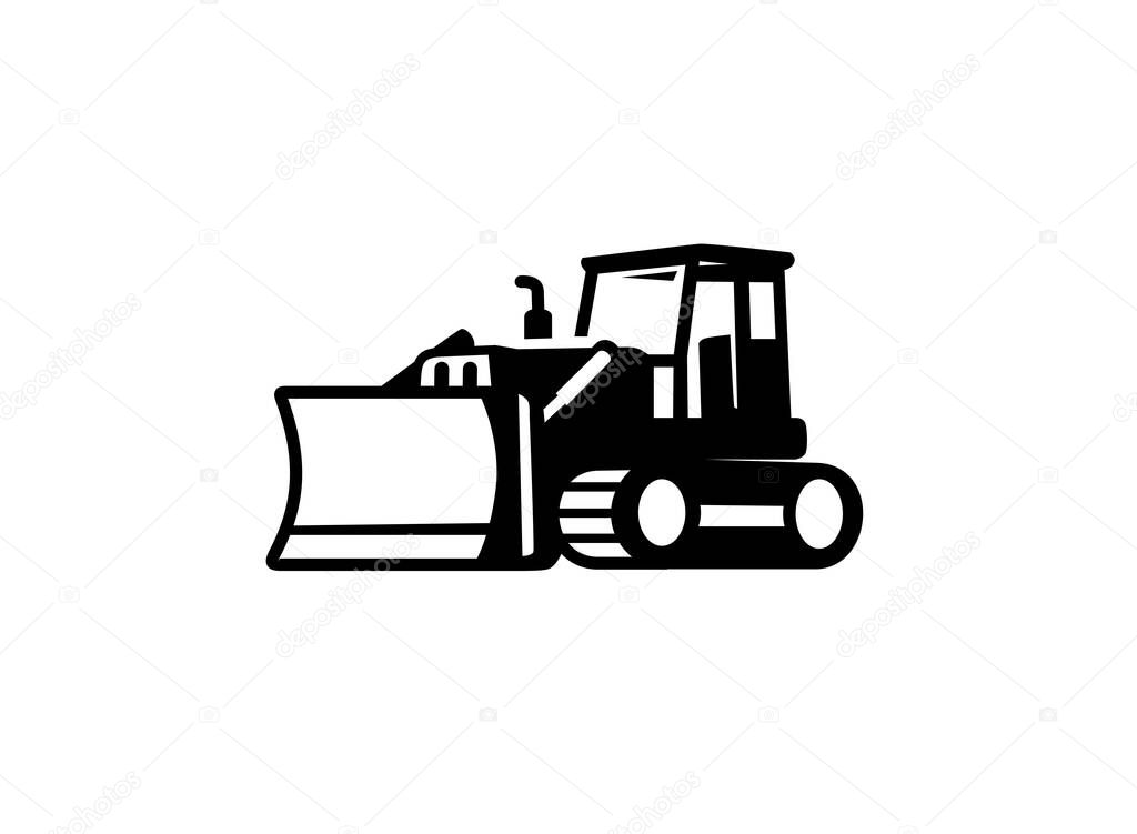 Bulldozer isolated icon. From construction. Logo sign symbol 