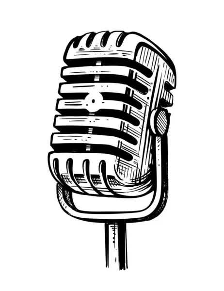 Croquis vieux vecteur vintage microphone. — Image vectorielle