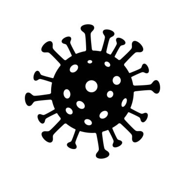 Coronavirus Bakteri İcon hücre 2019 vektörü. Siyah işaret.