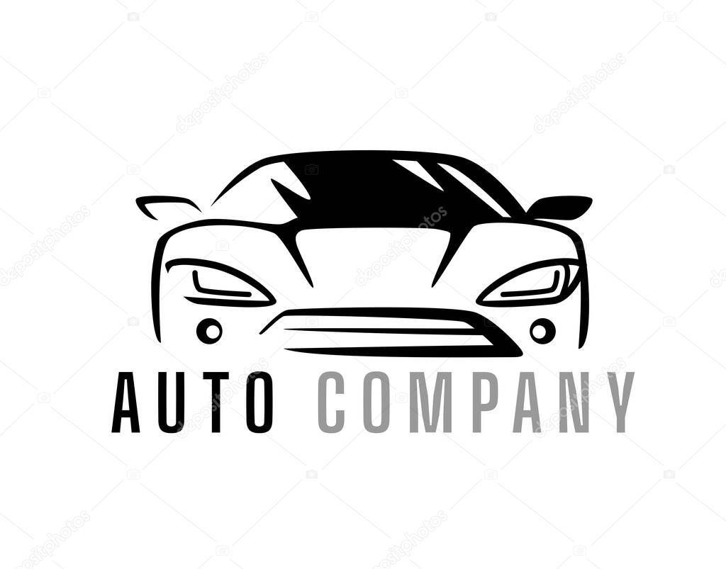 Auto car logo design front vehicle silhouette. Sign for company
