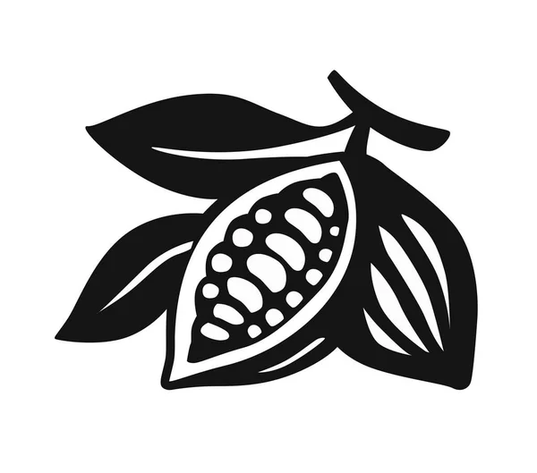 Frutos de cacao en rama, vector de logotipo. — Archivo Imágenes Vectoriales