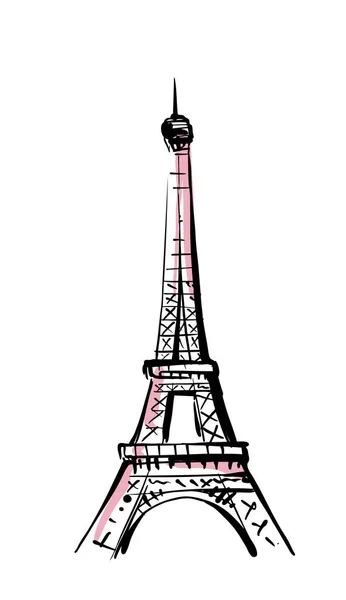 Szkic Wieży Eiffla. Romantyczny symbol we Francji. Zwiedzanie zabytków. — Wektor stockowy