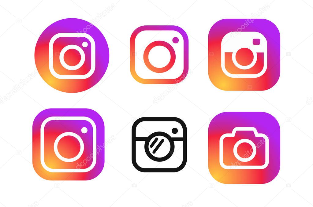 Instagram logo icon set vector