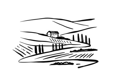 İtalya 'nın Toskana eyaletinin peyzajı. 