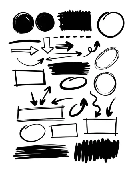 Cerchi frecce e astratto doodle design collezione vettoriale. — Vettoriale Stock