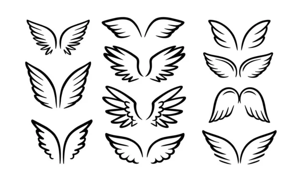 Φτερά διάνυσμα Συλλογή μαύρο εικονίδιο. — Διανυσματικό Αρχείο