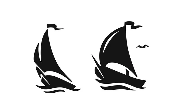 Barco à vela, logotipo símbolo veleiro —  Vetores de Stock