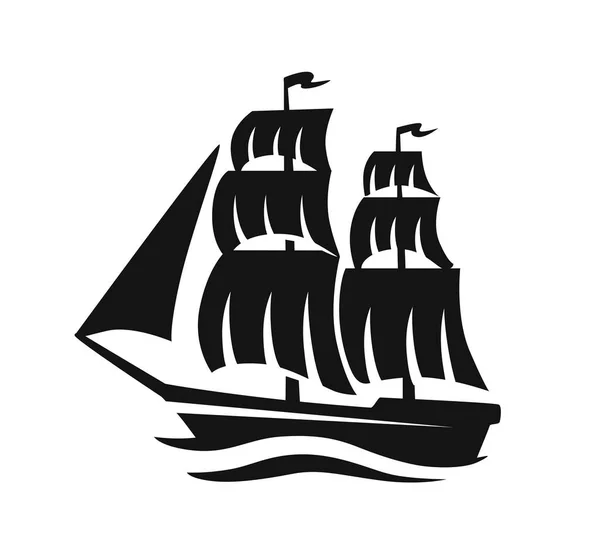 Zeilschip silhouet. Vectorteken — Stockvector