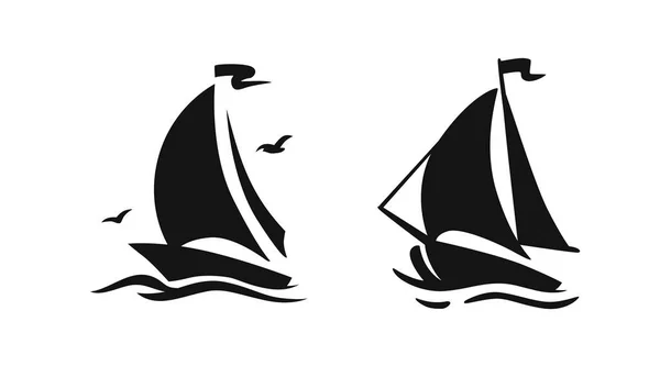 Sailing boat, sailboat symbol logo — Stock Vector