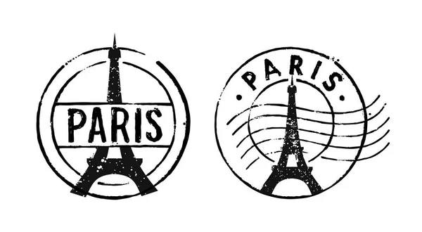 郵便切手パリ-フランス.エッフェル塔とベクトルグランジゴム — ストックベクタ