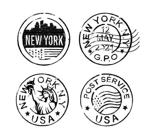 Timbre vectoriel grunge NEW YORK. Etats-Unis poste — Image vectorielle