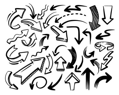 El çizimi vektör okları karalama tasarım elementleri.