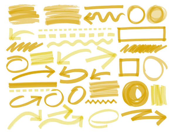 Collection of highlighter elements. Vector Marker lines