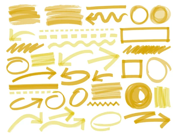 Collection of highlighter elements. Vector Marker lines — Stock Vector