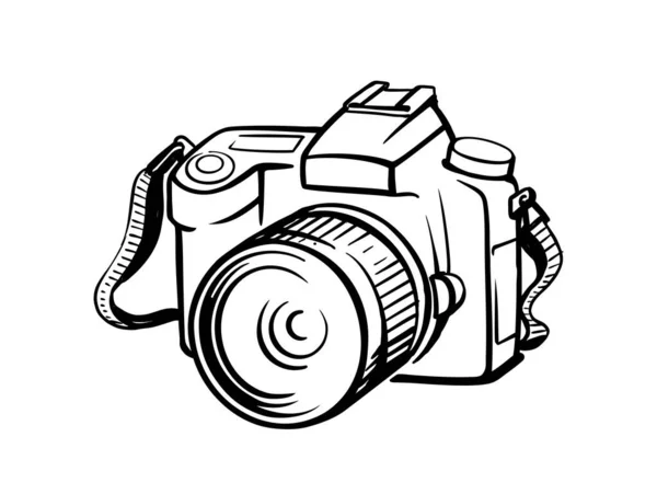 Foto camera tekening lijn vector. — Stockvector