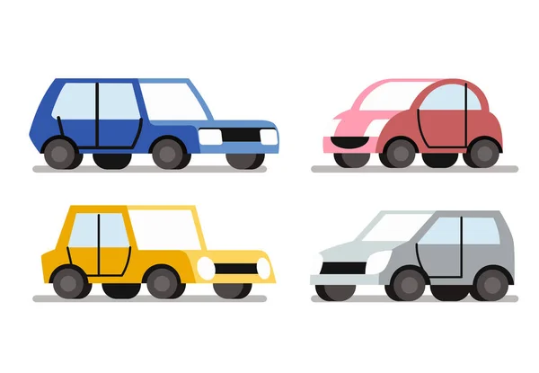 Vector icon set of flat cars. Auto set — Stock Vector