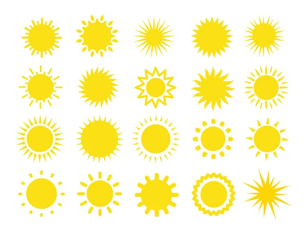 सूर्य चमकणारा रे सेट. सूर्यप्रकाश चिन्ह संग्रह . — स्टॉक व्हेक्टर