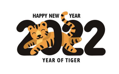 Mutlu yıllar 2022, Tiger vektörü yılı. Çincenin sembolü