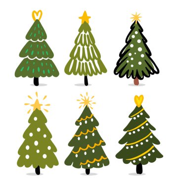 Christmas trees vector. Hand drawing winter fir tree. New year symbol vector Christmas trees vector. Hand drawing winter fir tree. New year symbol vector