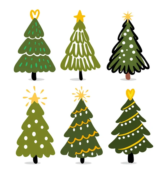 Árboles de Navidad vector. Dibujo a mano abeto de invierno. Nuevo símbolo de año — Vector de stock