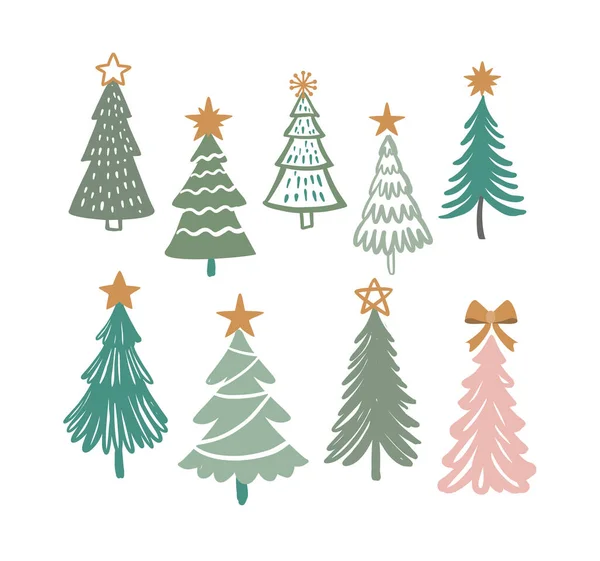 Árboles de Navidad vector. Dibujo a mano abeto de invierno. Nuevo símbolo de año — Vector de stock