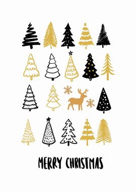 Christmas trees. Hand drawing winter fir tree card. New year symbol vector Christmas trees. Hand drawing winter fir tree card. New year symbol vector