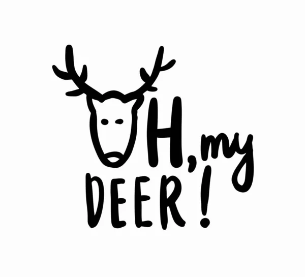 Oh mio cervo - carta natalizia lettering mano. — Vettoriale Stock