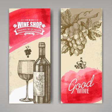 mão desenhada de vinhos banners