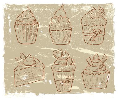 çizilen bir cupcake el