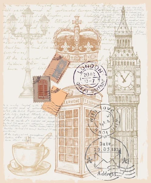 Telefon İngiltere çizimi — Stok Vektör