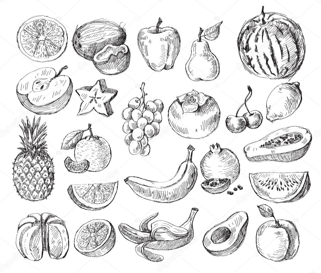 hand drawn fruit