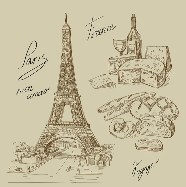 Dessiné à la main Paris — Image vectorielle