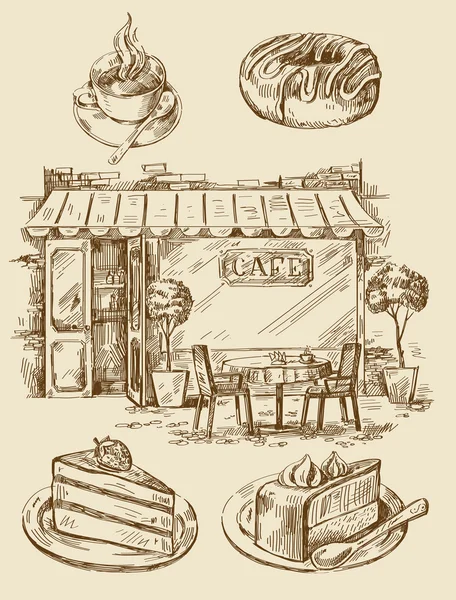 Café dessiné à la main — Image vectorielle